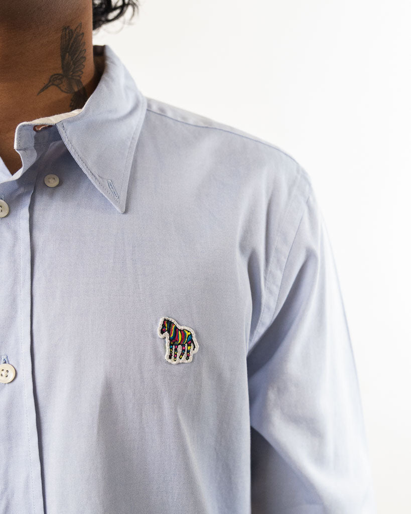 PS PAUL SMITH TAILORED FIT SHIRT WITH EMBROIDERED APPLIQUE - ZEBRA LOGO