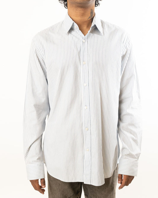 Hugo Boss Slim-Fit Shirt In Degradã£°-Stripe Cotton Poplin - White And Navy Blue