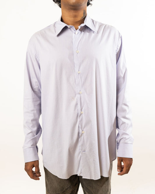 ARMANI STRIPED SHIRT - LARGE WHITE & PURPLE COTTON