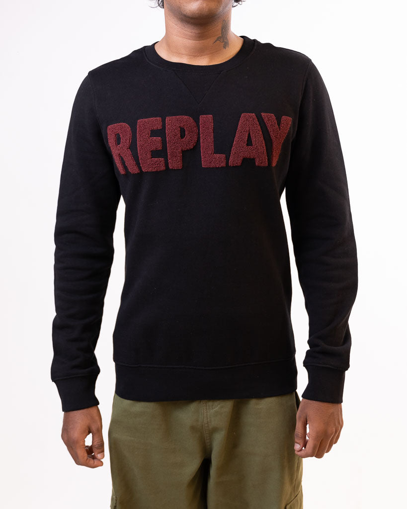 REPLAY M3436 ROUND NECK COTTON BLACK SWEATSHIRT