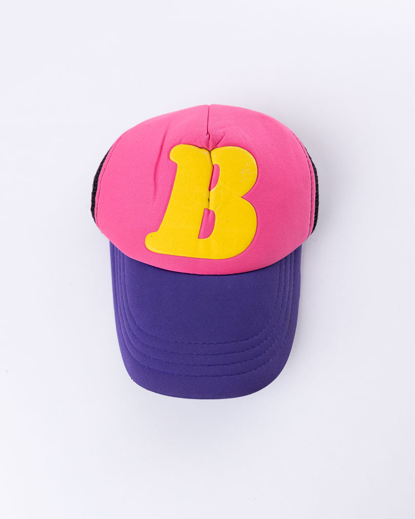 Vintage B Logo Trucker Hat Pink/Purple/Yellow/Black