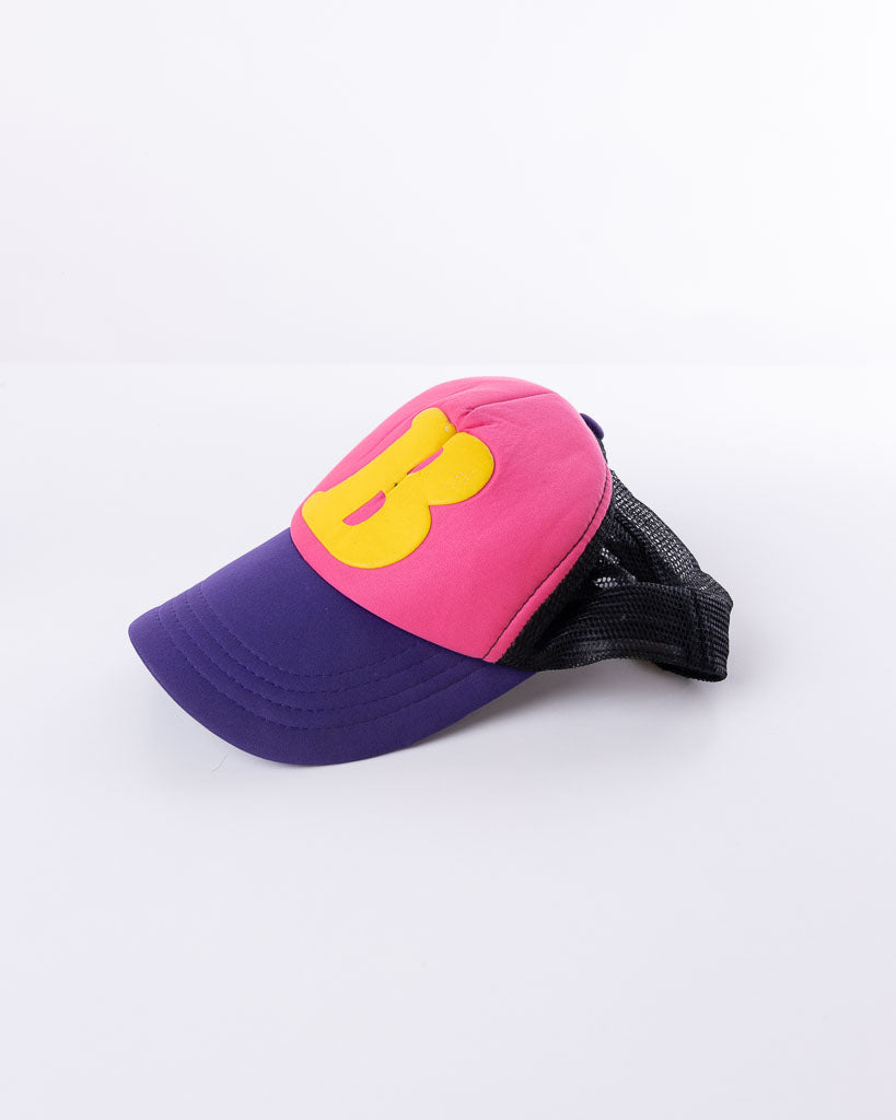 Vintage B Logo Trucker Hat Pink/Purple/Yellow/Black