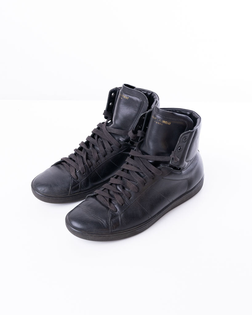 SAINT LAURENT - SL01H LEATHER HIGH TOP SNEAKERS - MEN - BLACK