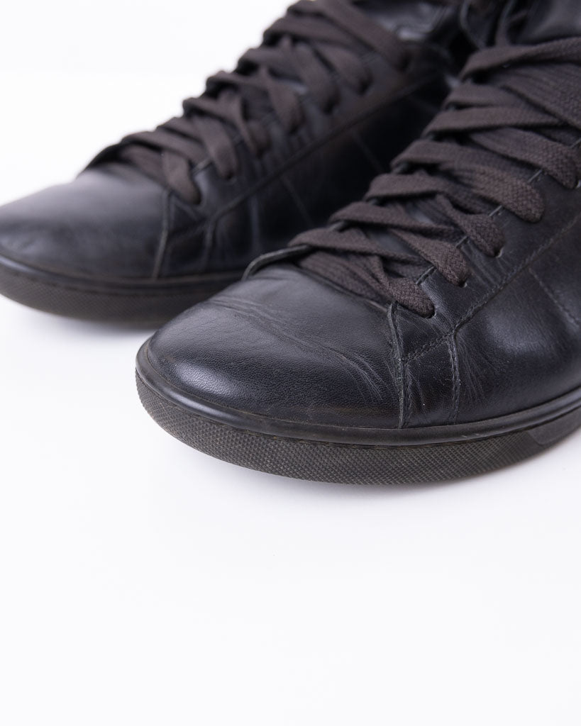 SAINT LAURENT - SL01H LEATHER HIGH TOP SNEAKERS - MEN - BLACK