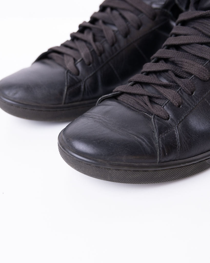 SAINT LAURENT - SL01H LEATHER HIGH TOP SNEAKERS - MEN - BLACK