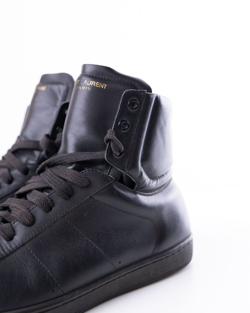 SAINT LAURENT - SL01H LEATHER HIGH TOP SNEAKERS - MEN - BLACK