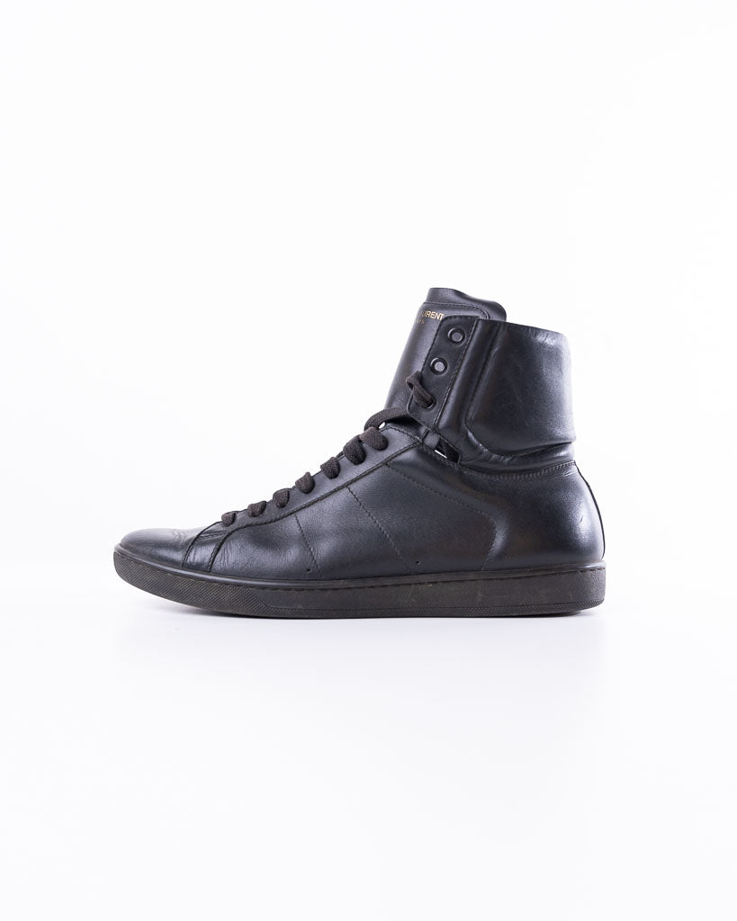 SAINT LAURENT - SL01H LEATHER HIGH TOP SNEAKERS - MEN - BLACK