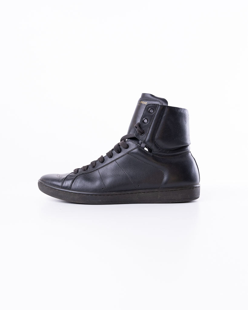 SAINT LAURENT - SL01H LEATHER HIGH TOP SNEAKERS - MEN - BLACK