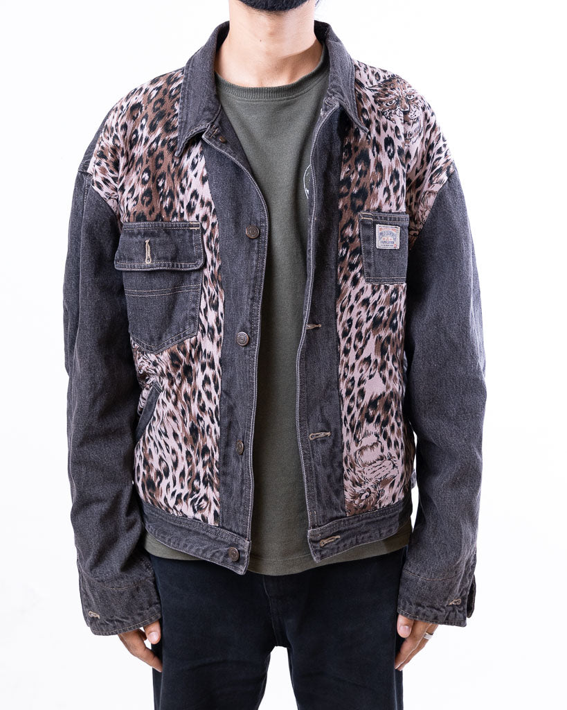 RESTORED GWA TIGER PRINT DENIM JACKET