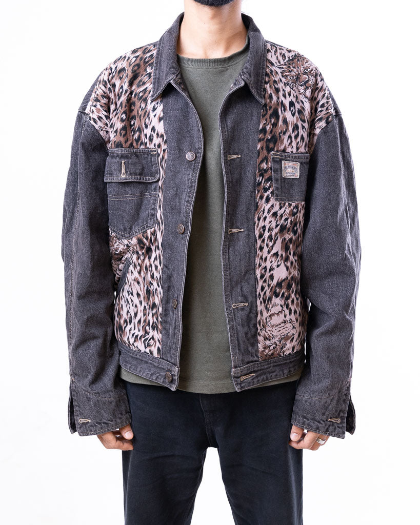 RESTORED GWA TIGER PRINT DENIM JACKET