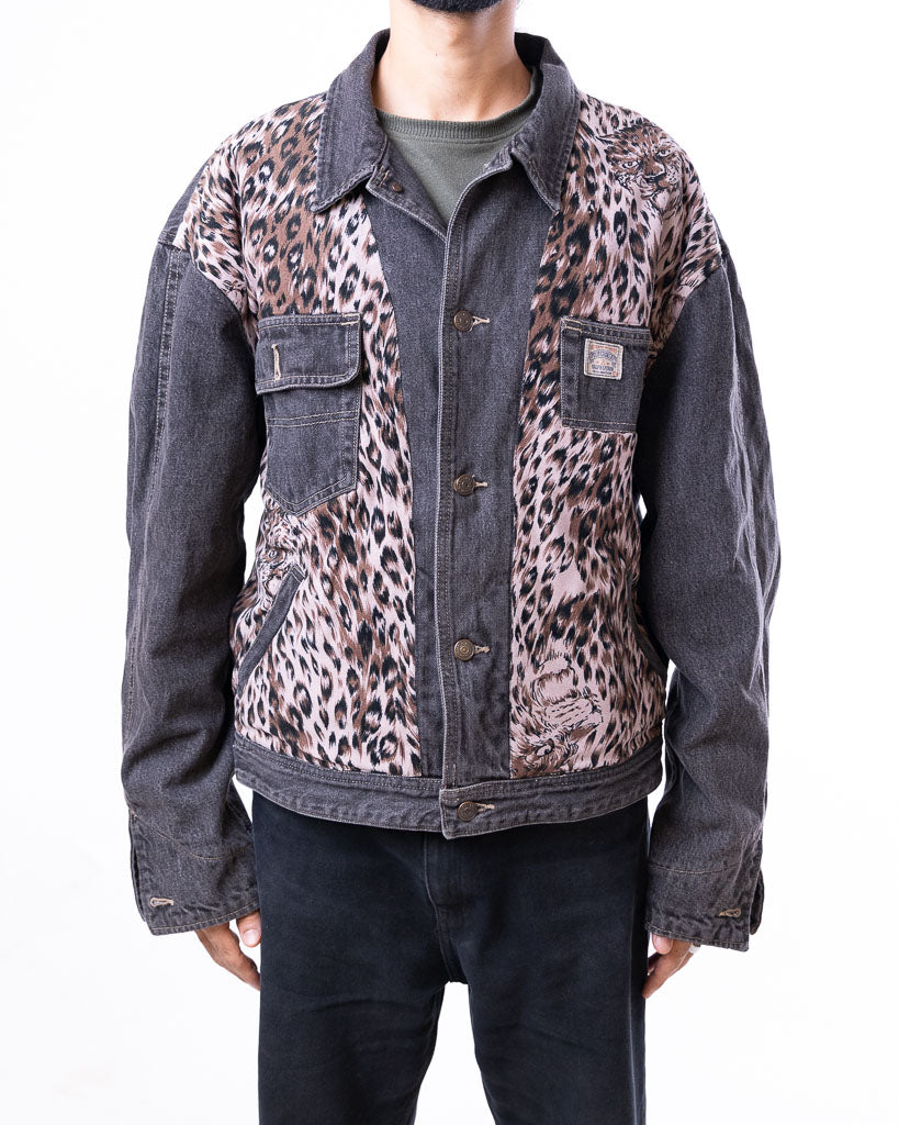 RESTORED GWA TIGER PRINT DENIM JACKET