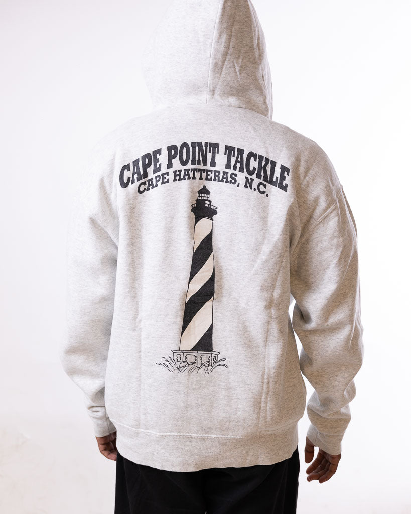 Vintage Fotl Tag Cape Point Tackle Light House Ripped Collar Hoodie Grey