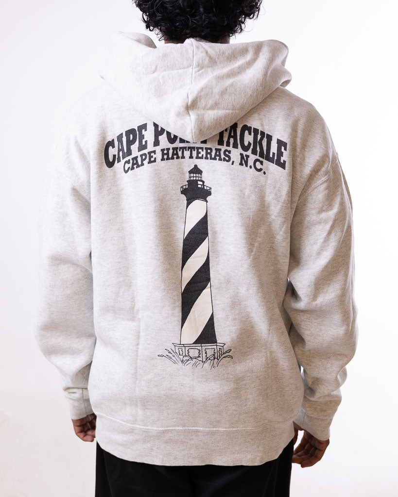 Vintage Fotl Tag Cape Point Tackle Light House Ripped Collar Hoodie Grey