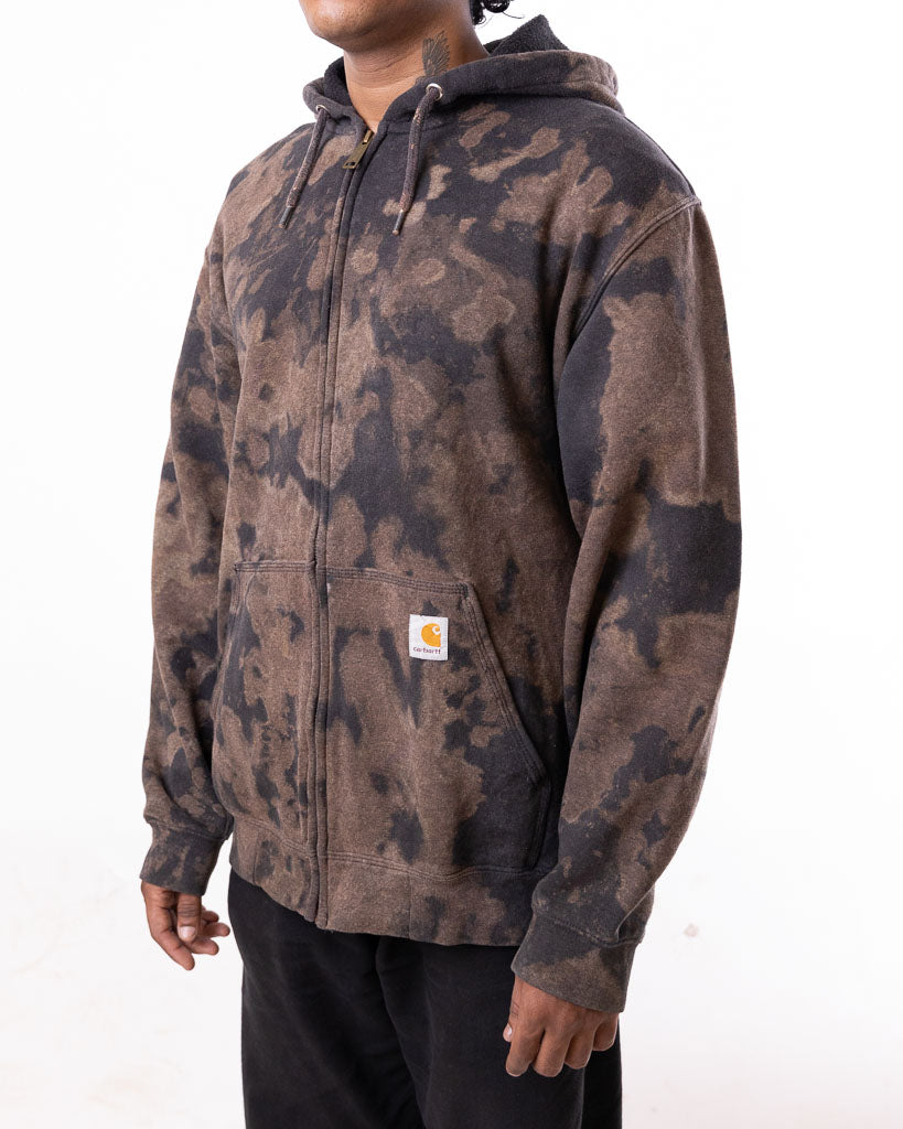 VINTAGE CARHARTT BLEACHED TIE DIE ZIPUP HOODIE BLACK