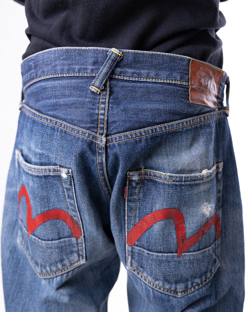 VINTAGE EVISU JAPAN RED SEAGULL NO.2/2002 RED LINE SELVEDGED DENIM