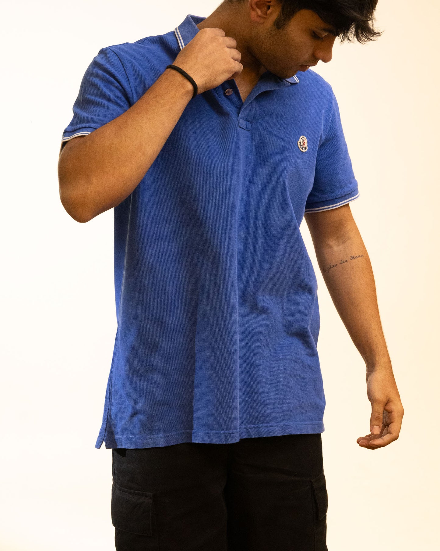 Moncler Logo Patch Blue Polo T-shirt