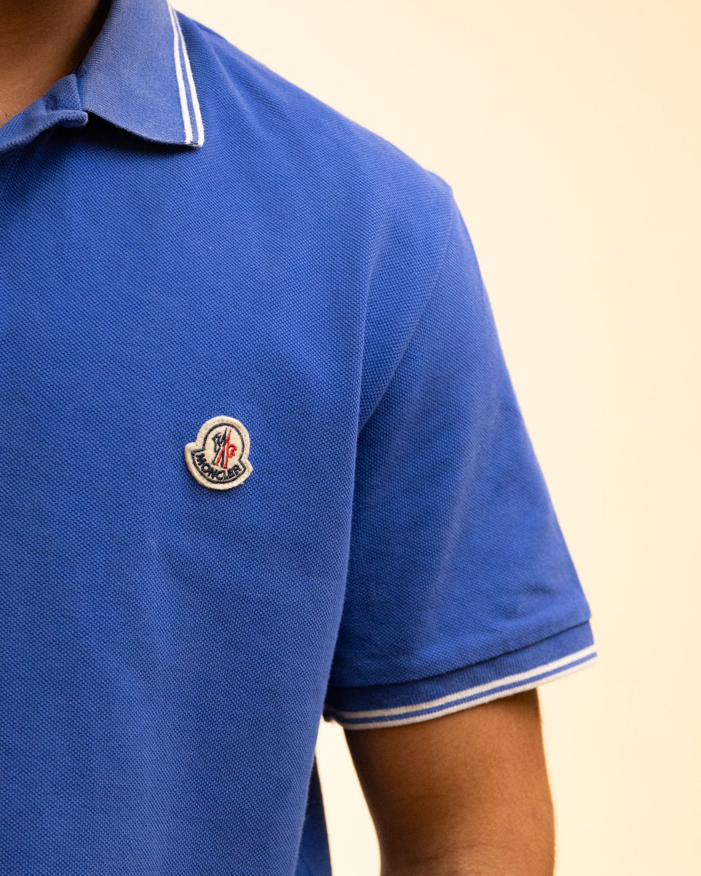 Moncler Logo Patch Blue Polo T-shirt