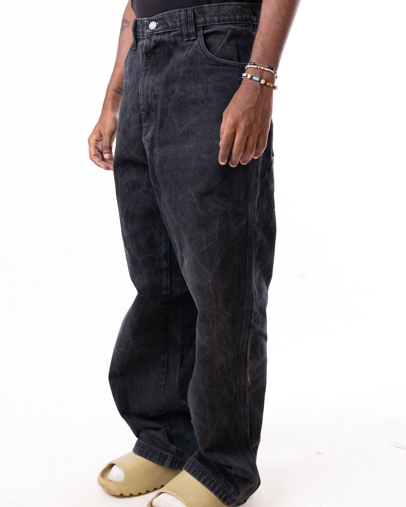 VINTAGE DE LA SOUL BAGGY CARPENTER PANTS BLACK