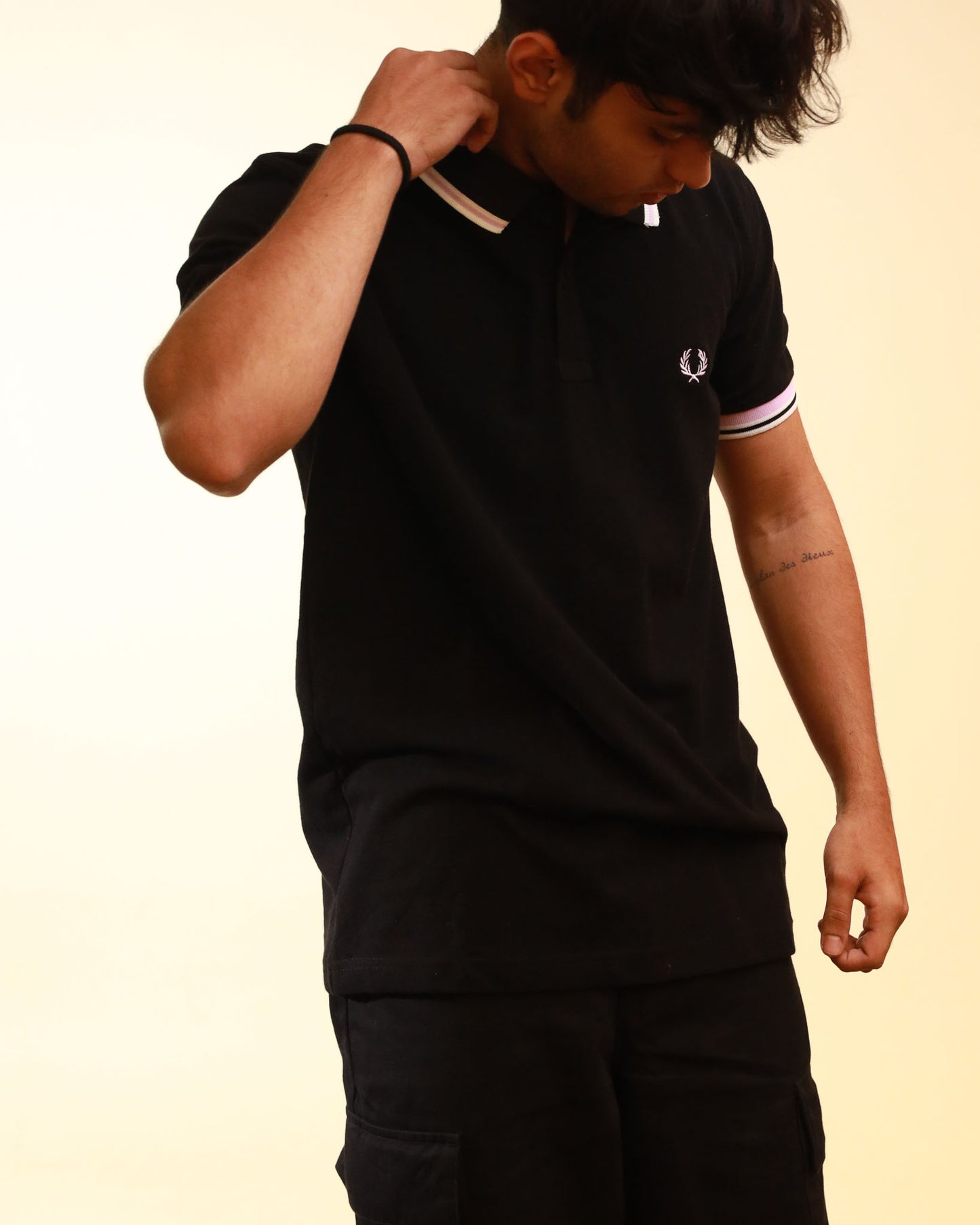 Fred Perry Polo Collar Regular Fit Cotton Black T-shirt