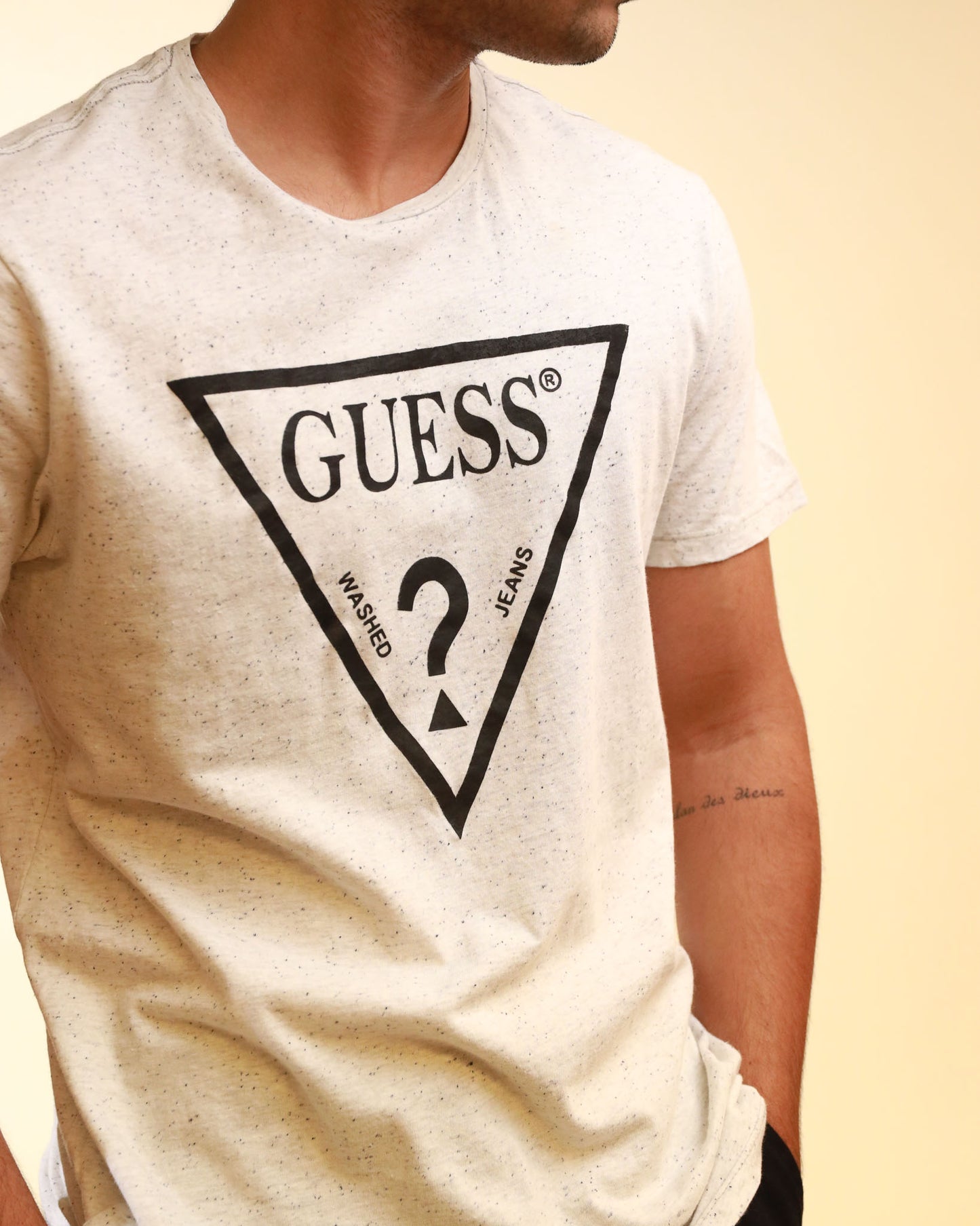 Guess Logo print Regular Fit Crew Neck Tshirt White & Black