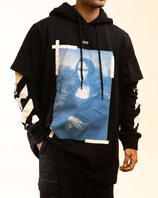 Off-White Blue Mona Lisa Double T-Shirt Hoodie