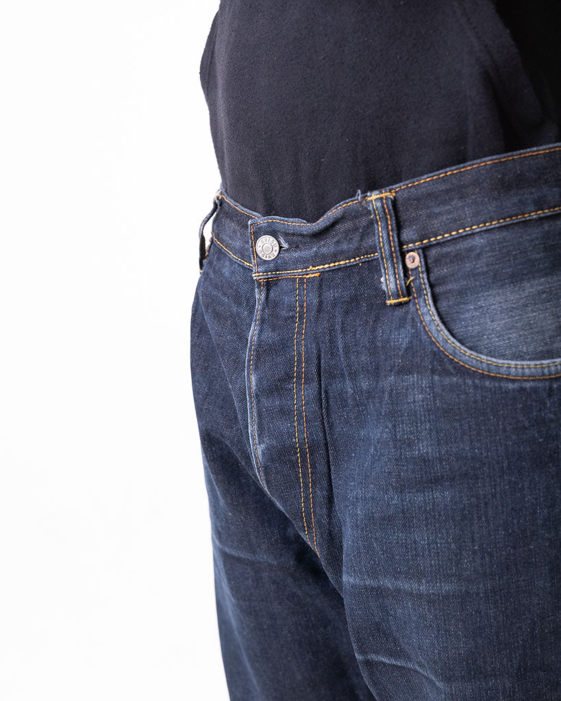 EVISU HERITAGE RAW SELVEDGED DENIM WITH EMBOLDENED DESIGN ON BACK