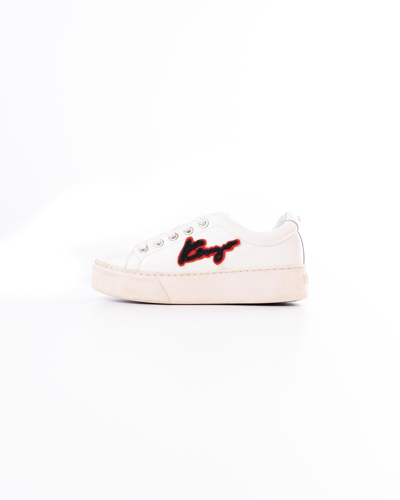 Kenzo Women's K Lace Patent Platform Logo Trainers - White