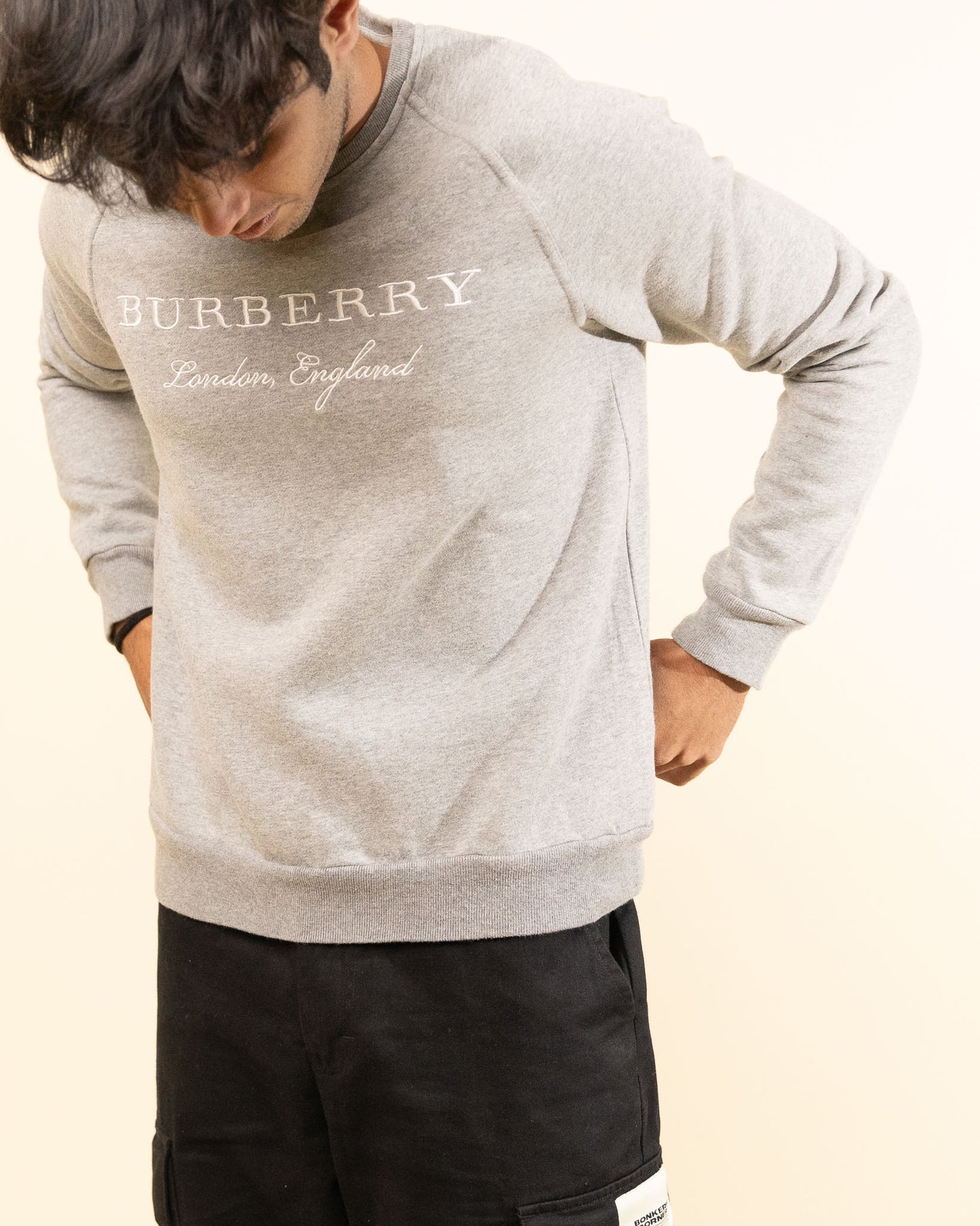 Burberry Embroidered Logo Sweatshirt - Light Grey