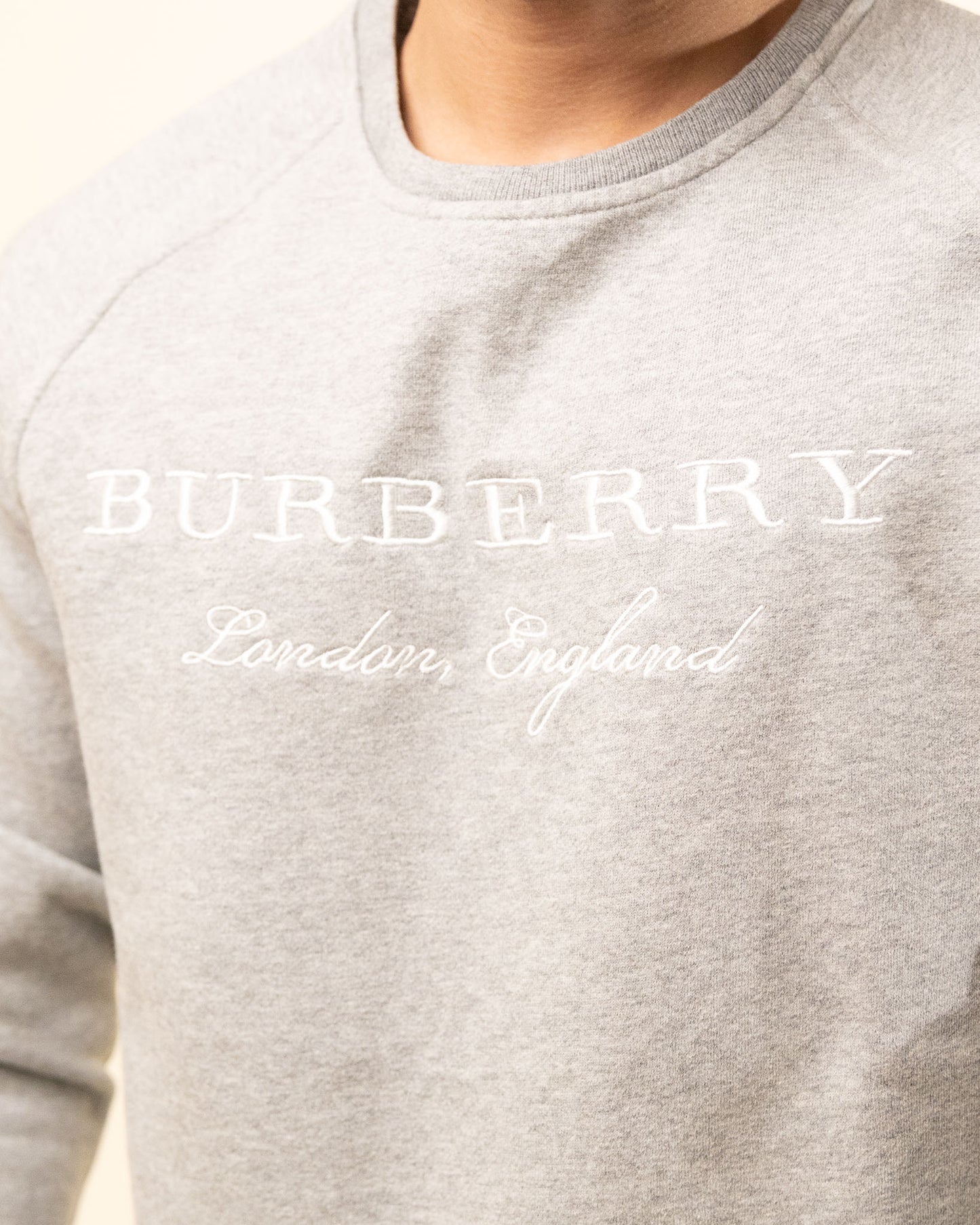 Burberry Embroidered Logo Sweatshirt - Light Grey