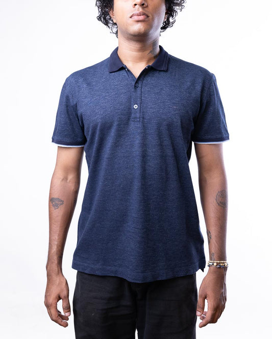 Fendi Wool Polo Shirt - Navy Blue & White