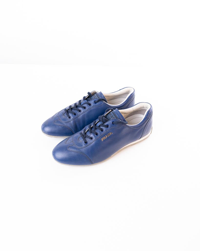 Prada Blue Leather Trainers The Mainstreet Marketplace