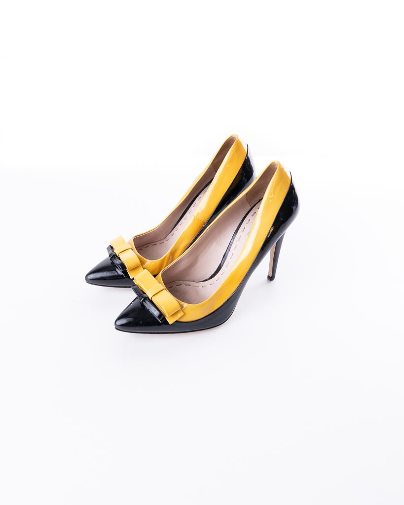 Miu Miu Patent Leather Heels - Yellow & Black