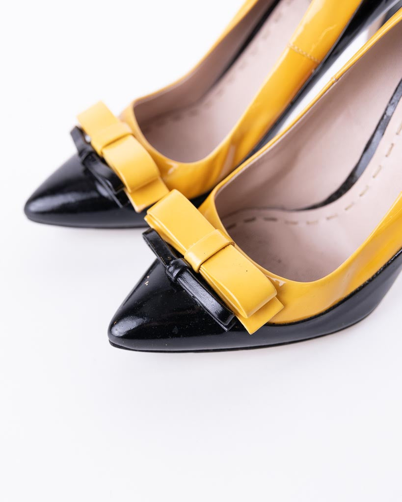 Miu Miu Patent Leather Heels - Yellow & Black