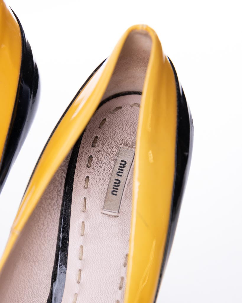 Miu Miu Patent Leather Heels - Yellow & Black