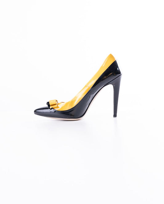 Miu Miu Patent Leather Heels - Yellow & Black