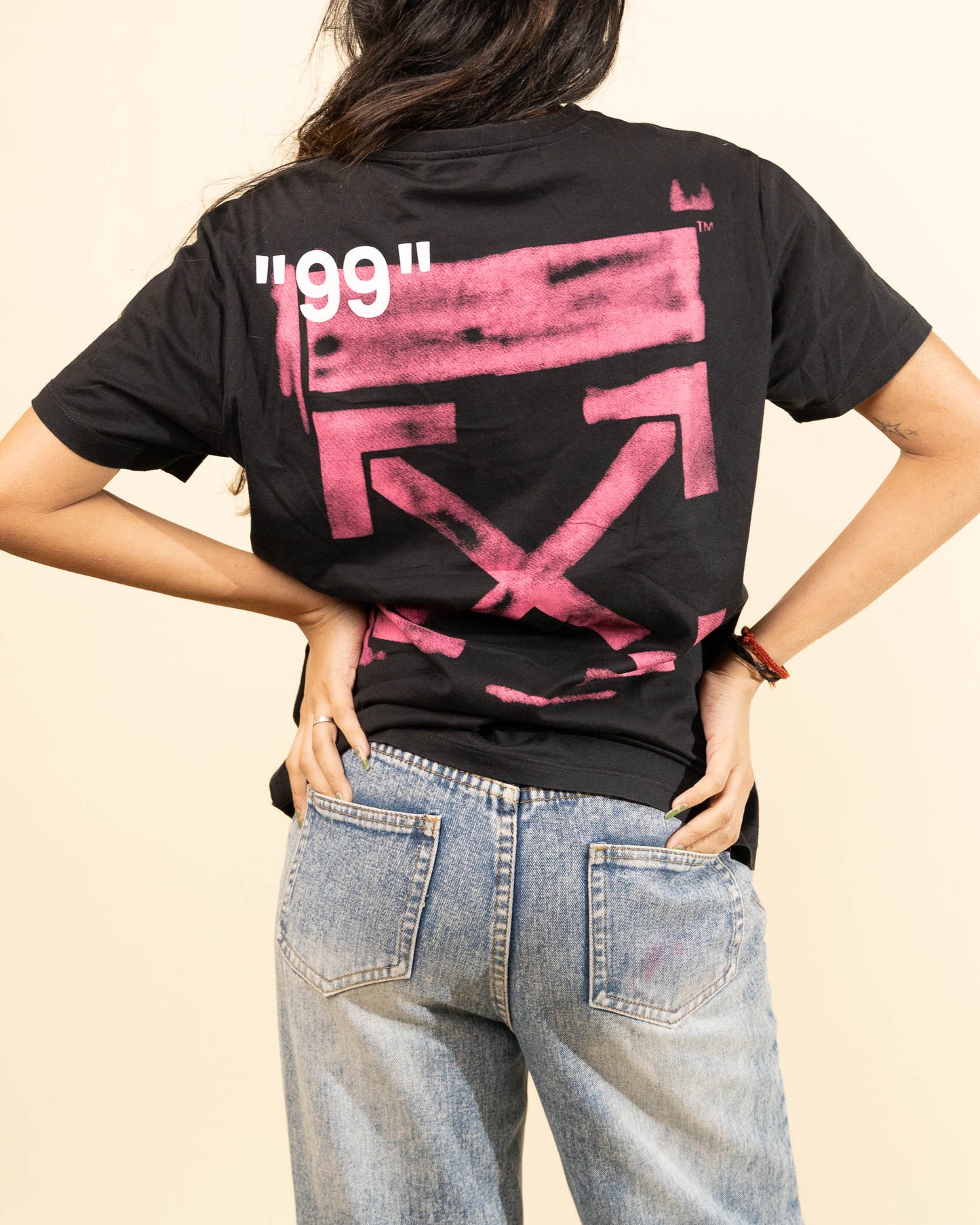 Off White Stencil Black Fuchsia Oversized T-Shirt