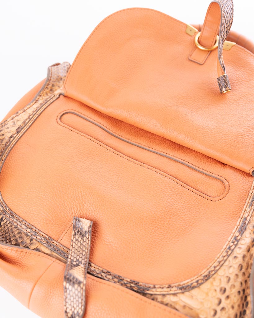 Chloe Snakeskin Orange Python And Leather Large Marcie Satchel