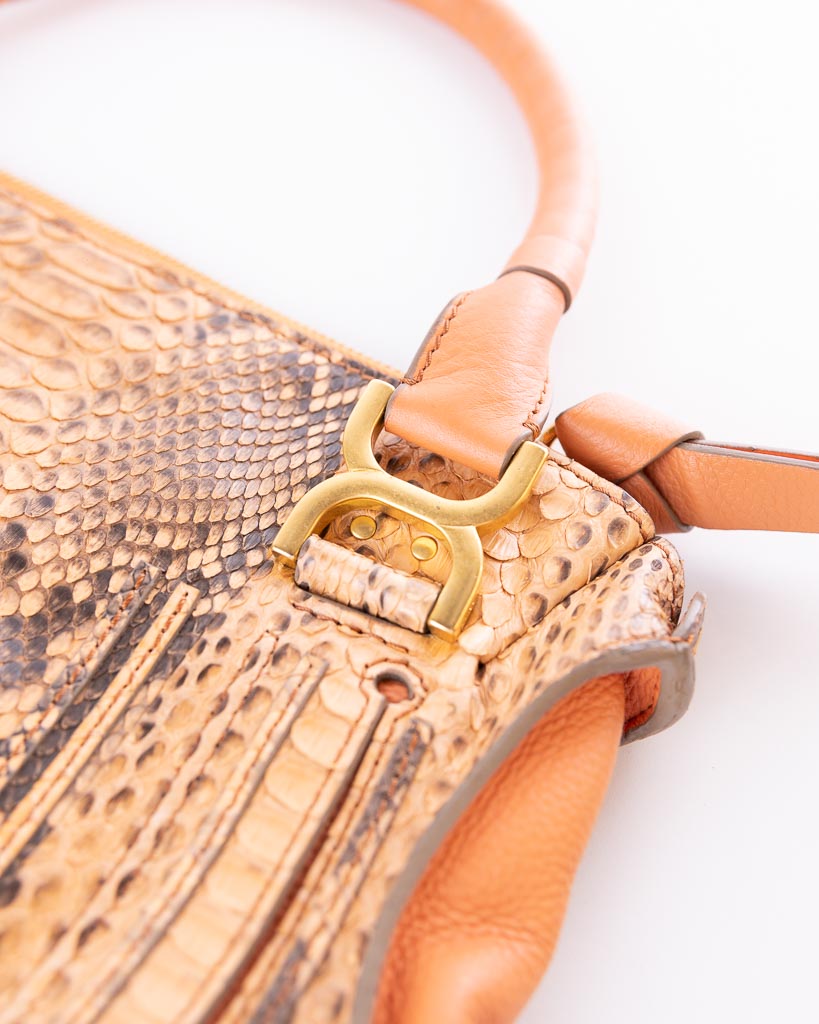 Chloe Snakeskin Orange Python And Leather Large Marcie Satchel