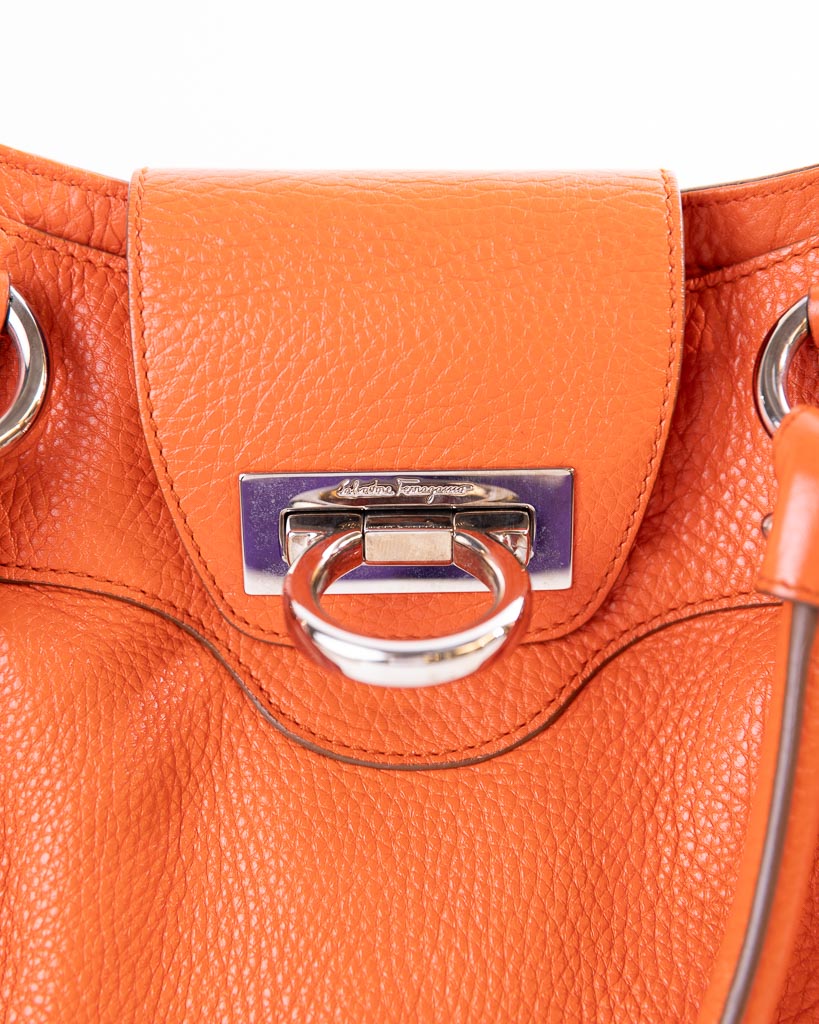 Salvatore Ferragamo Orange Leather Marisa Satchel