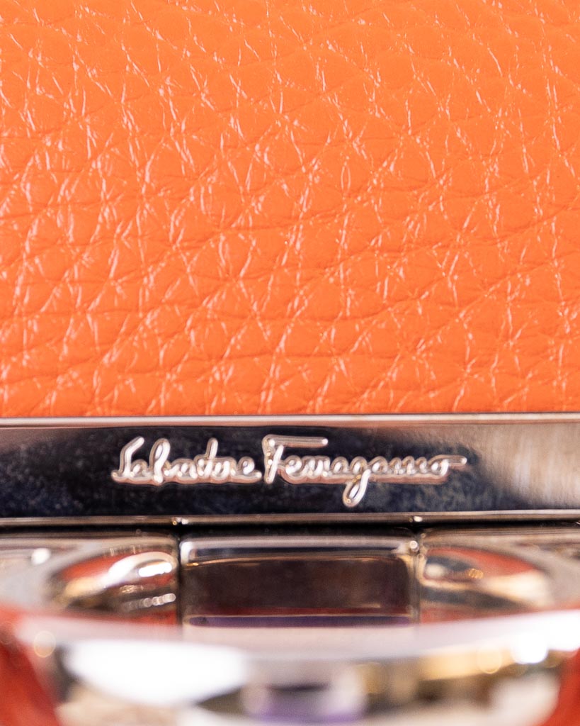 Salvatore Ferragamo Orange Leather Marisa Satchel