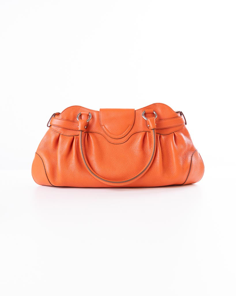 Salvatore Ferragamo Orange Leather Marisa Satchel