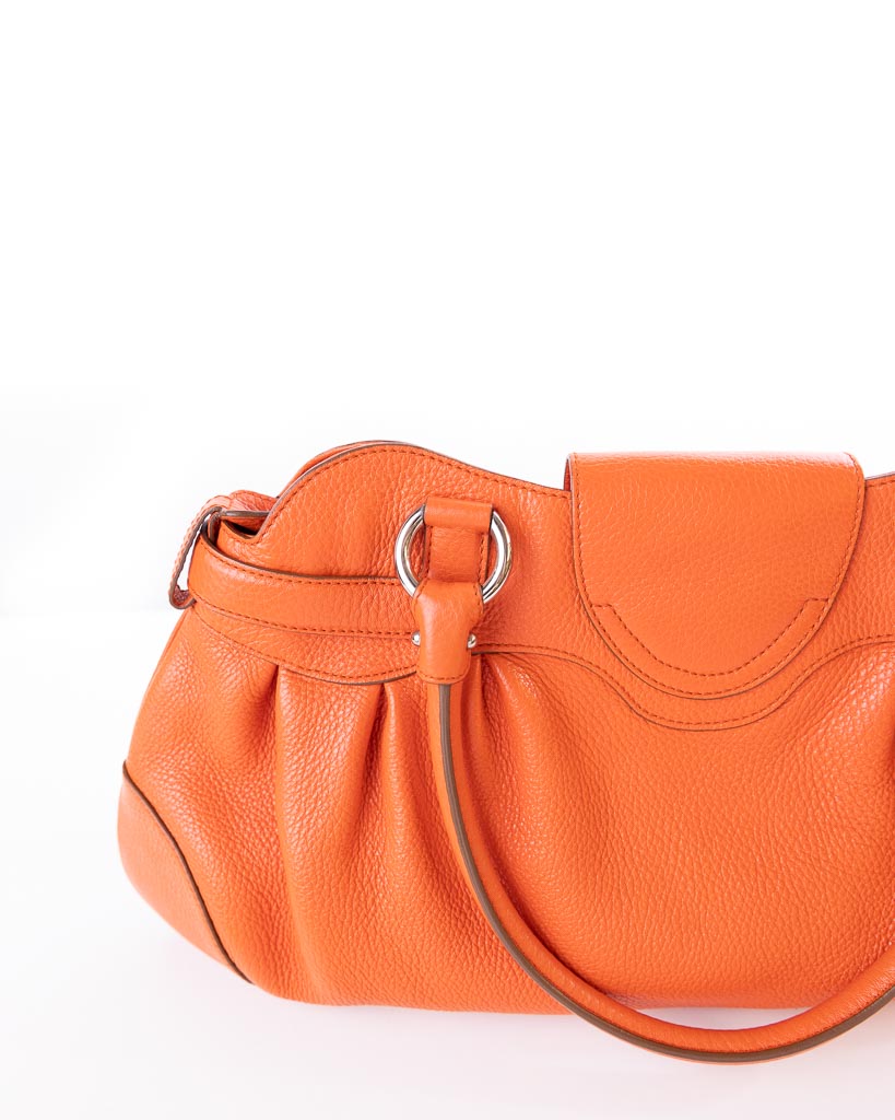 Salvatore Ferragamo Orange Leather Marisa Satchel