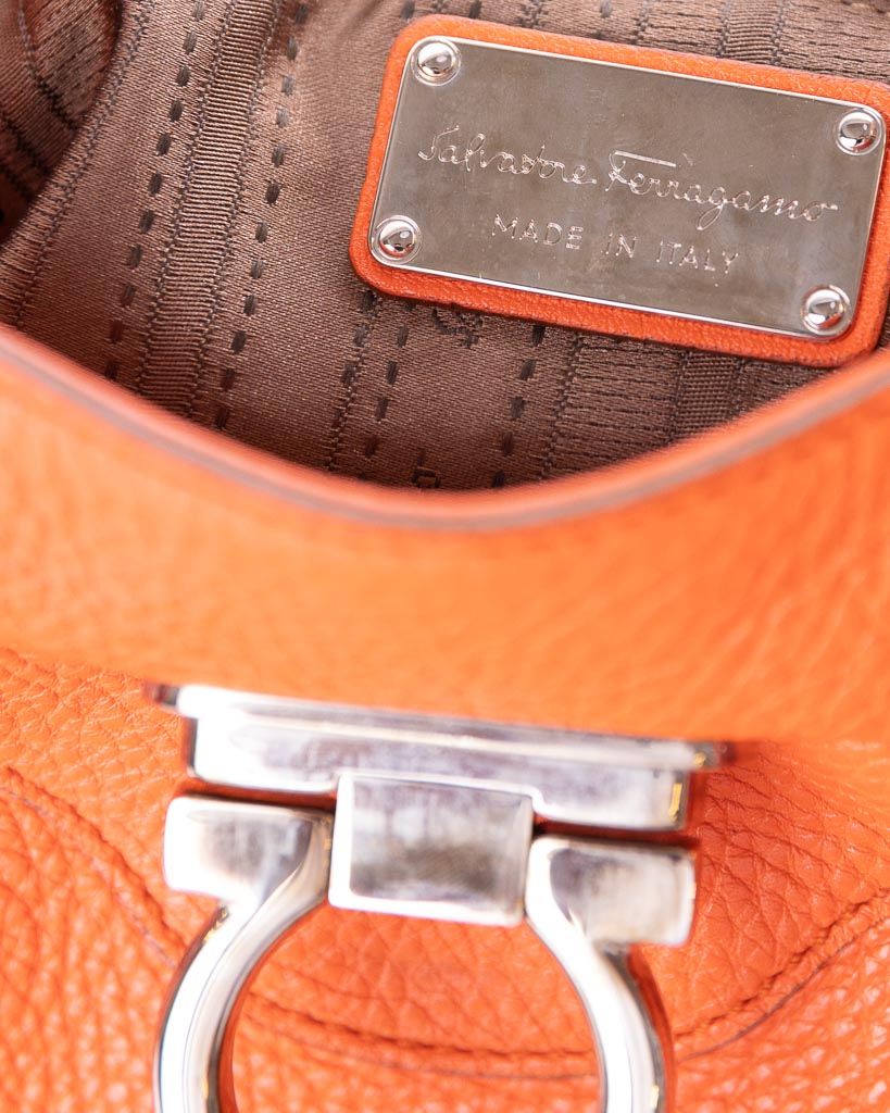 Salvatore Ferragamo Orange Leather Marisa Satchel