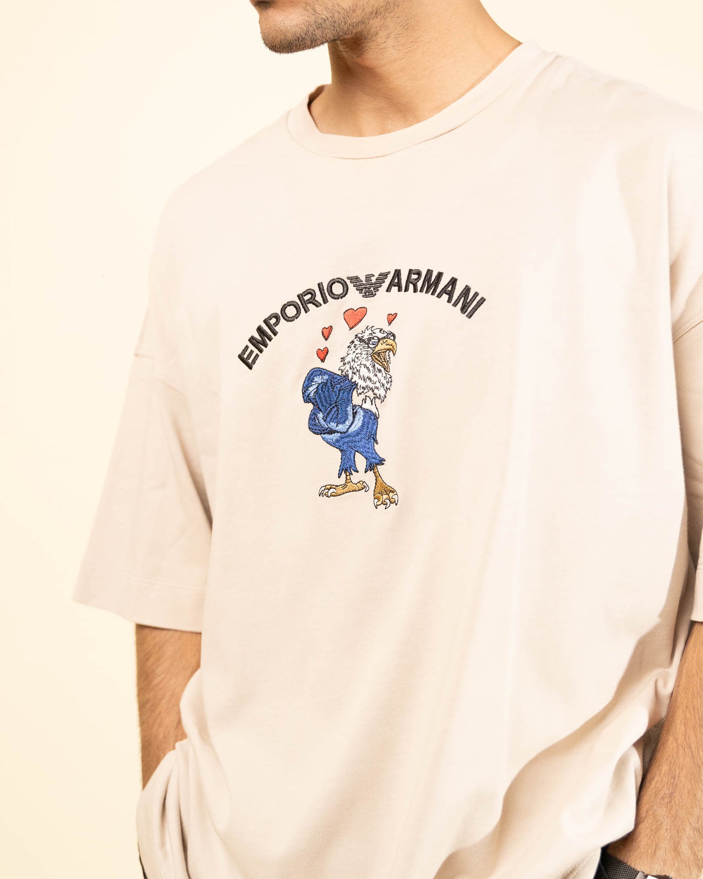 Emporio Armani Solid T-Shirt with New Manga Logo