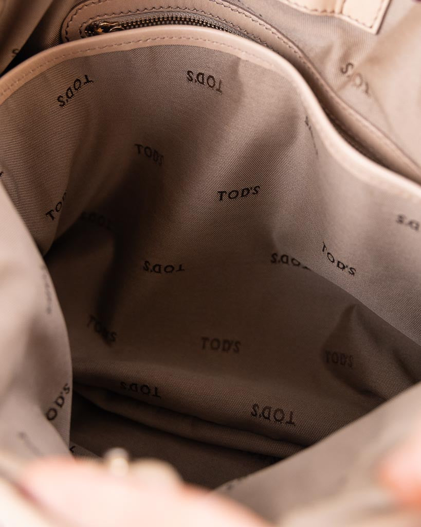 Tod'S Beige Suede And Leather G-Line Frange Media Tote