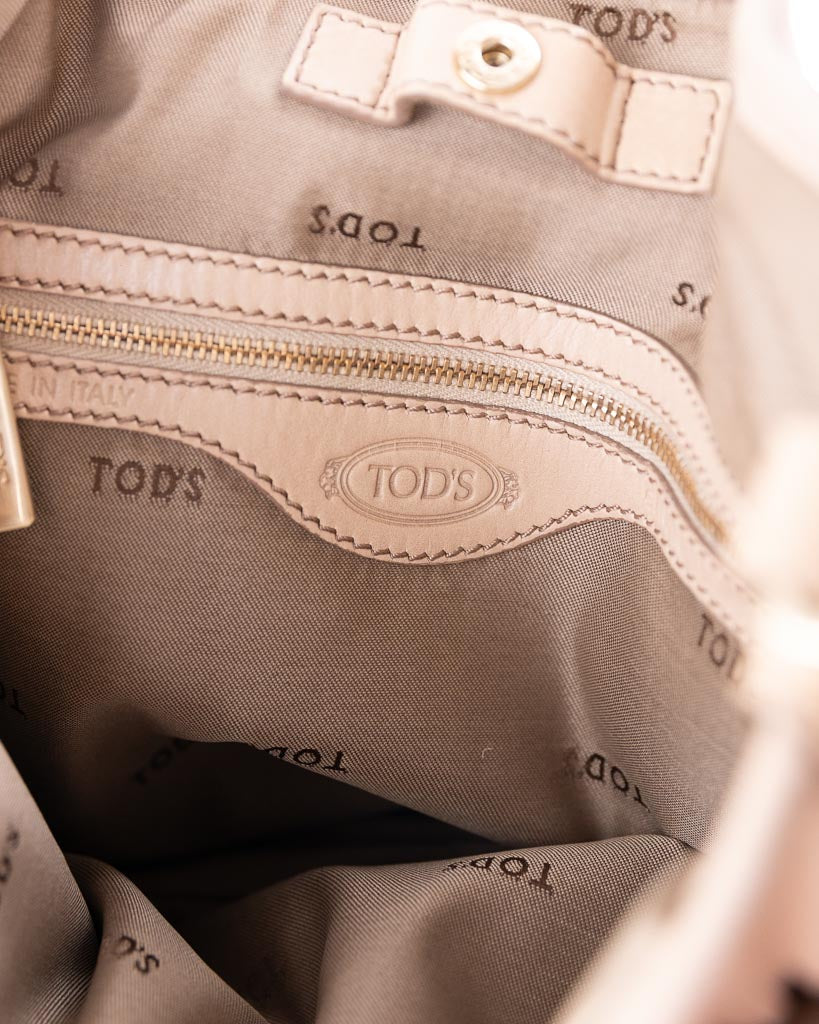 Tod'S Beige Suede And Leather G-Line Frange Media Tote