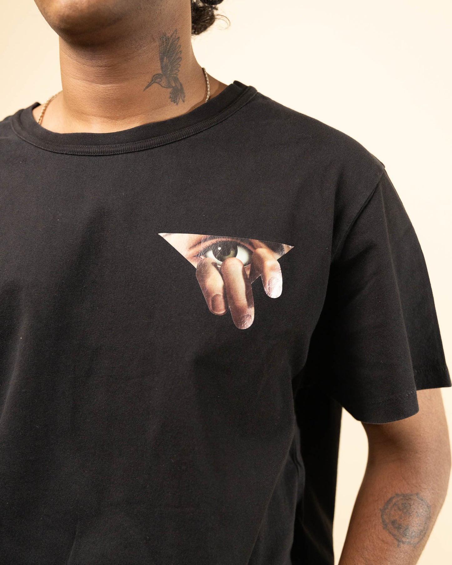 Off White Eyes Print Cotton Crew Neck T-Shirt