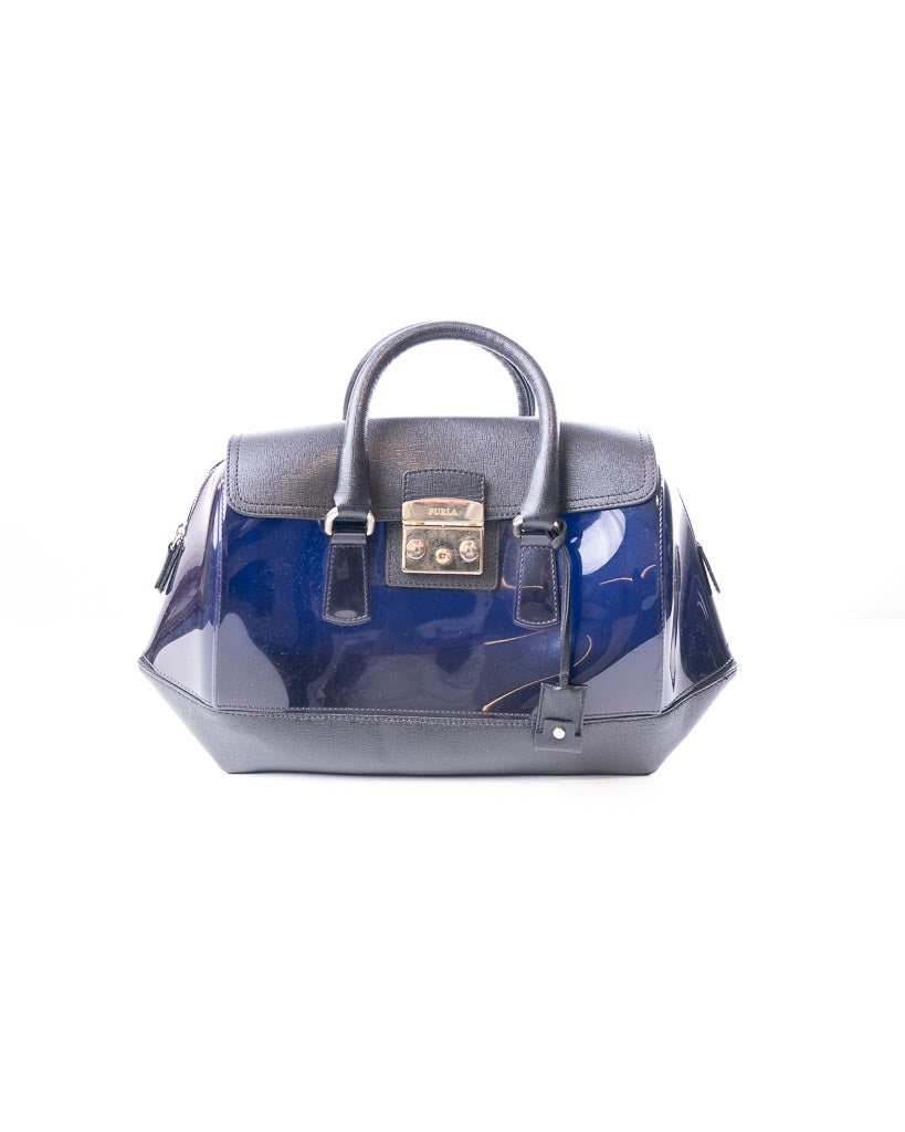 Furla Rubber And Leather Candy Satche- Blue