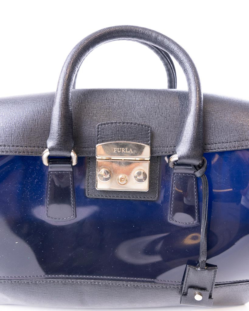 Furla Rubber And Leather Candy Satche- Blue