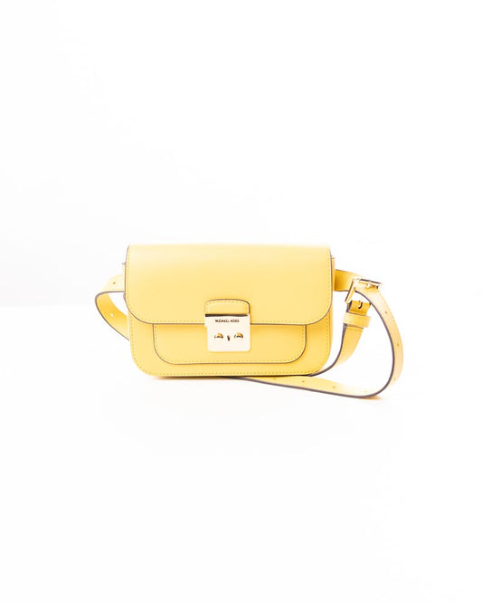 Michael Kors Sloan Editor Small Flap Belt Bag Sling Shoulder Daffodil Leather - Yellow